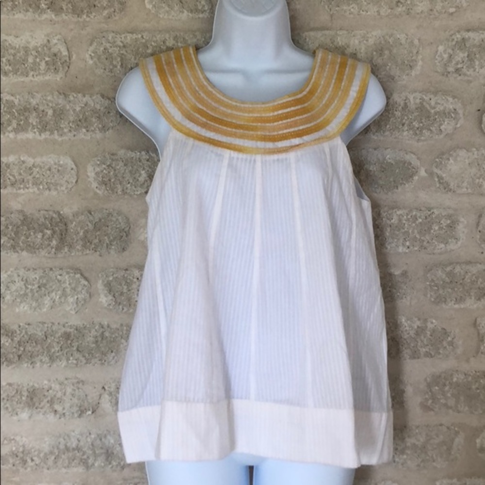NWT Zahra Saeed The Ringer top yellow white S